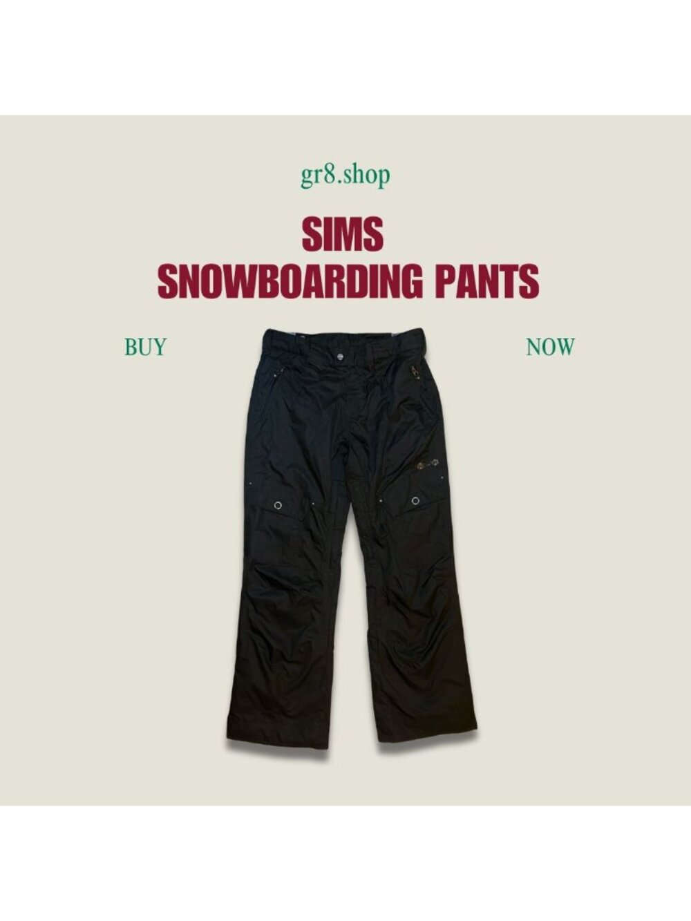 Sims Black Snowboarding Pants Mens Large With Multiple Pockets Durable & Water-R